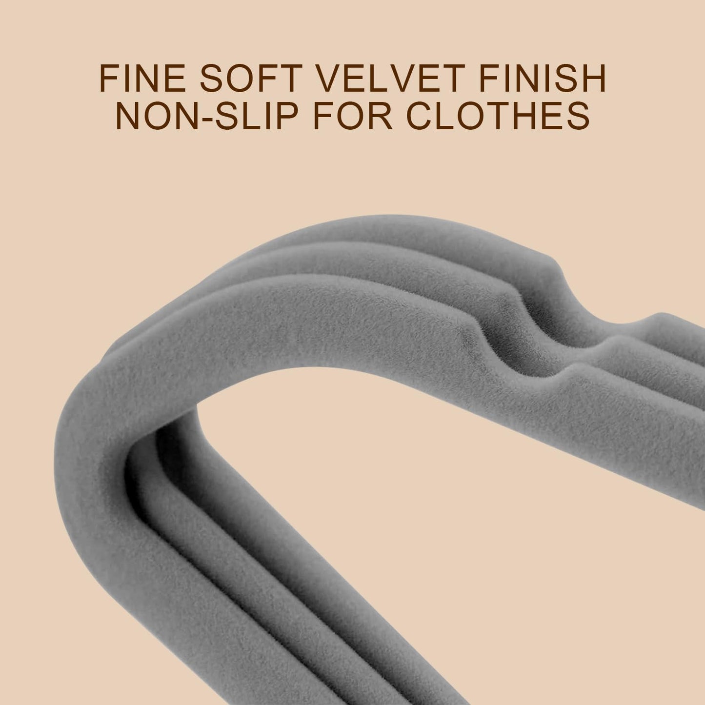 Wellong 36 Packs Velvet Clothes Hangers, 45cm Non-Slip Skirt and Dress Hangers With Shoulder Notches - Space Saving, Sturdy, Grey With Gold Hook