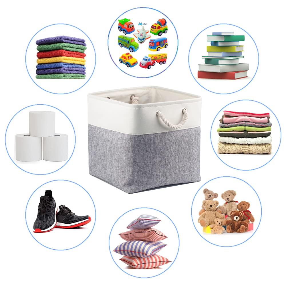 Mangata 30x30x30cm Cube Storage Boxes 3Pcs Gray White Foldable Baskets
