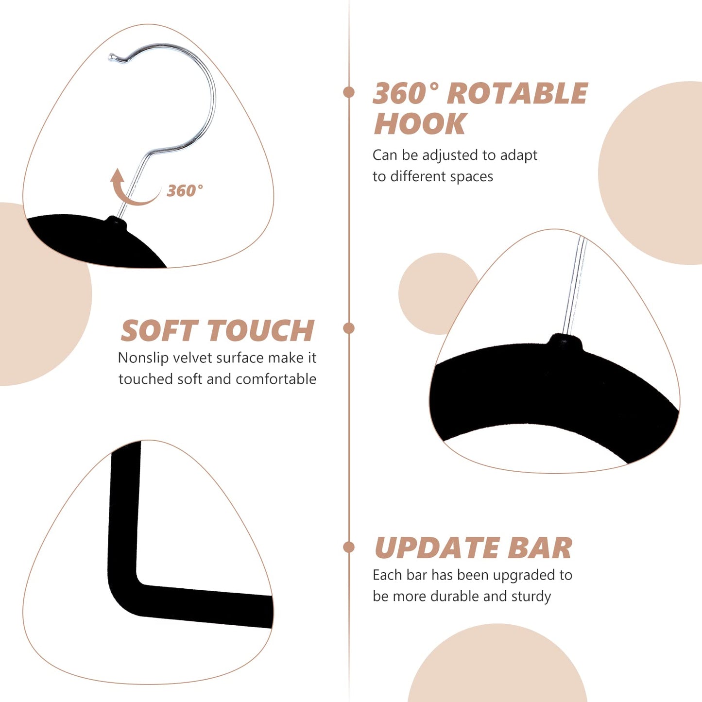 3 Pack Velvet Trouser Hangers - Space Saving, Non Slip for Jeans, Trousers, Leggings, Tie, Scarf and Towel - Multi Layer Pants Hanger for Clothes