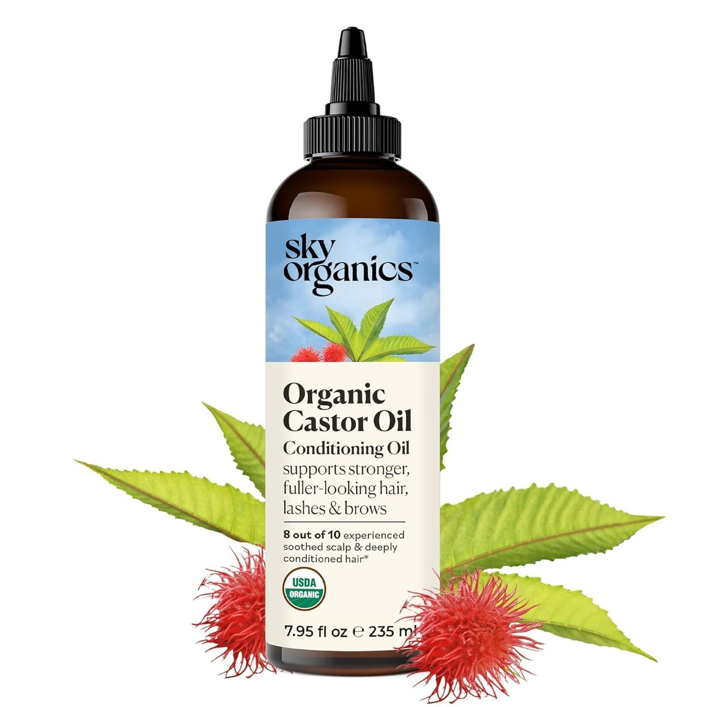 Sky Organics - Organic Castor Oil - Volumizing Hair Oil - Pure Castor Oil for Face, Hair & Scalp - Cold Pressed - Natural Conditioner - Omega Fatty