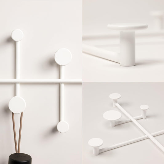 Kazai. 'Sval' Wall Wardrobe | Minimalist Coat Hook Design from Berlin | Modern Metal Wall-Mounted Coat Rack/Hooks | White
