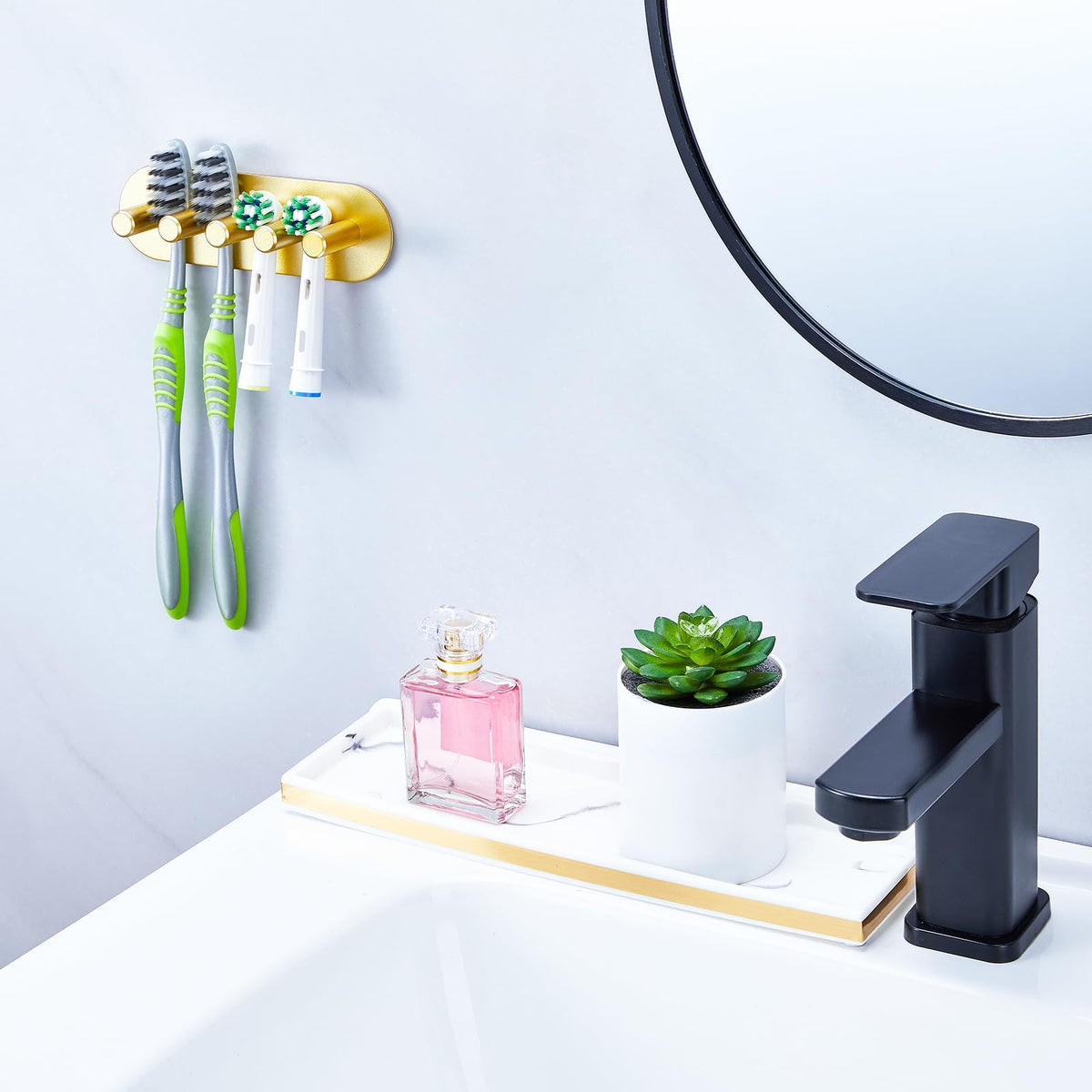 YAYINLI Toothbrush Holder, Electric Toothbrush Holder Wall Mounted, Anti-Rust Metal Toothbrush Head Holders for Bathroom