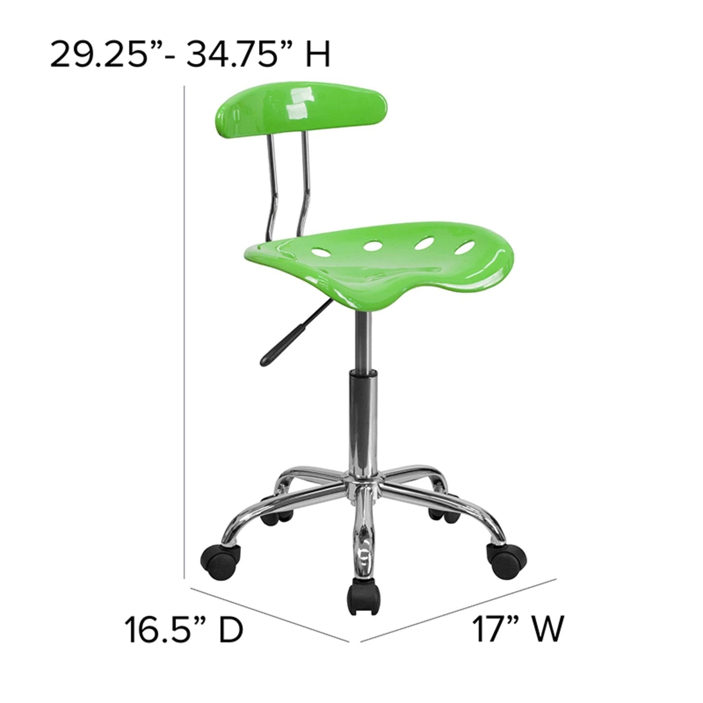 Flash Furniture Vibrant Apple Green and Chrome Swivel Task Office Chair with Tractor Seat