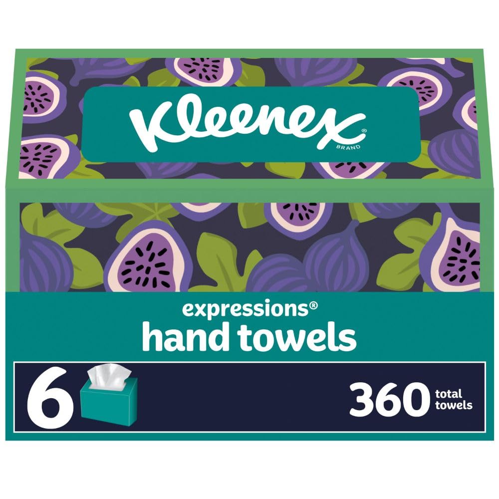 Kleenex Expressions Disposable Paper Hand Towels, Paper Hand 6 Boxes, 60 Hand Towels per Box (360 Total Tissues)