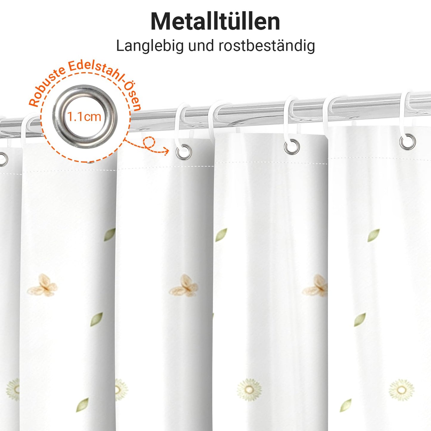 Lerores Shower Curtain, 180 x 200 cm, Dancing Sunflowers, Weighted Hem, Anti-Mould, Water-Repellent