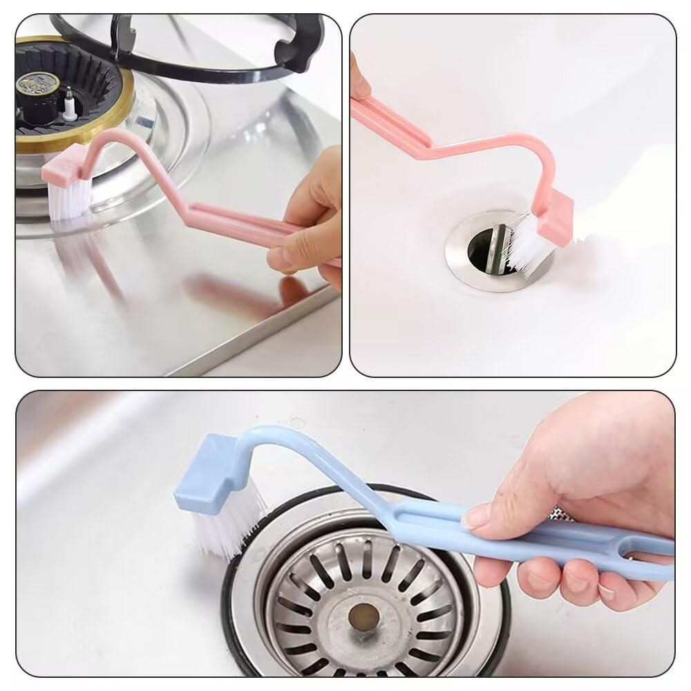 3Pcs Toilet Brushes Small Curved, Plastic Toilet Cleaning Brush, Rim Cleaner, Under Rim Toilet Scrubber with Transparent Adhesive Hooks for Bathroom