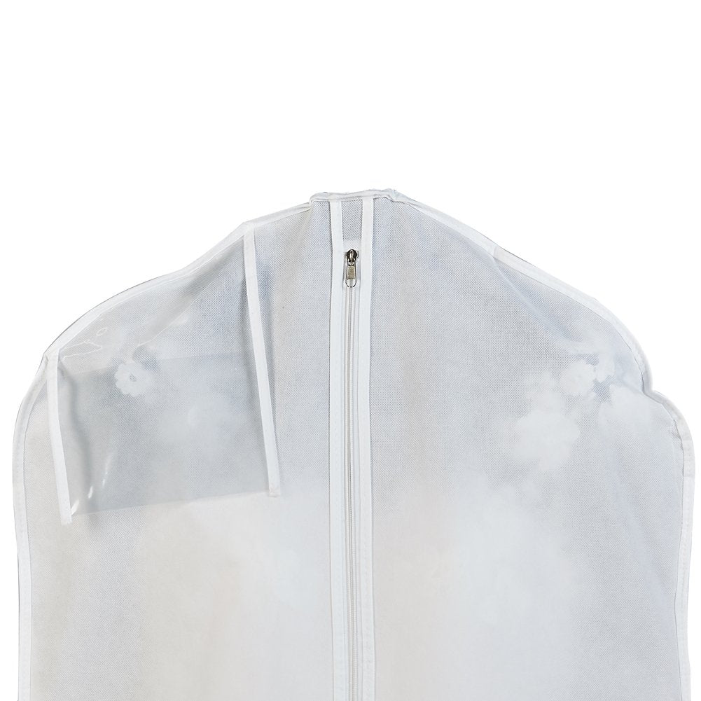 3 pcs X large white non woven Bridal Wedding Gown Dress Garment Bag, Clear PVC large document pocket & 15" gusset