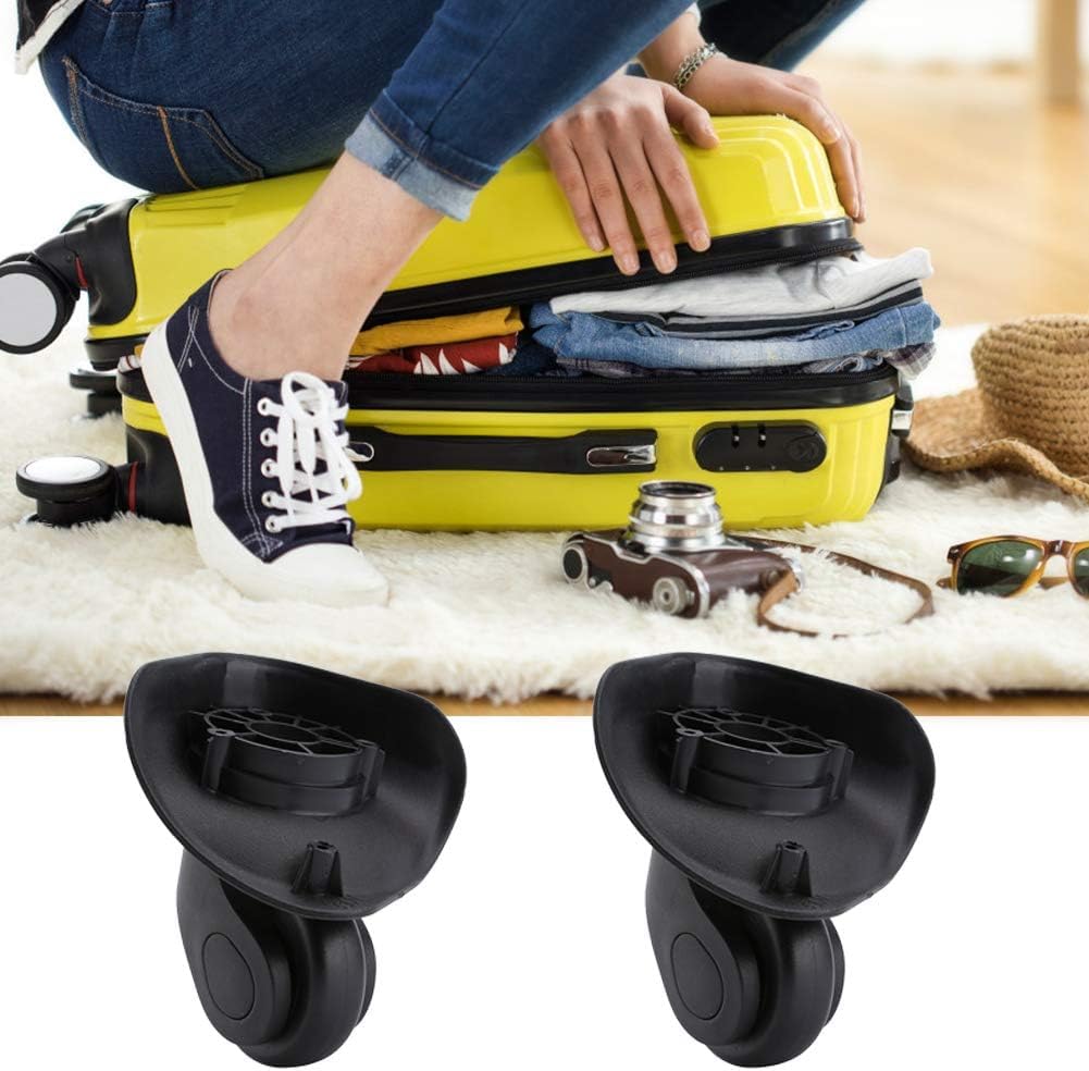 Tyenaza Luggage Replacement Wheels, 2 Black Swivel Casters, 360° Rotation