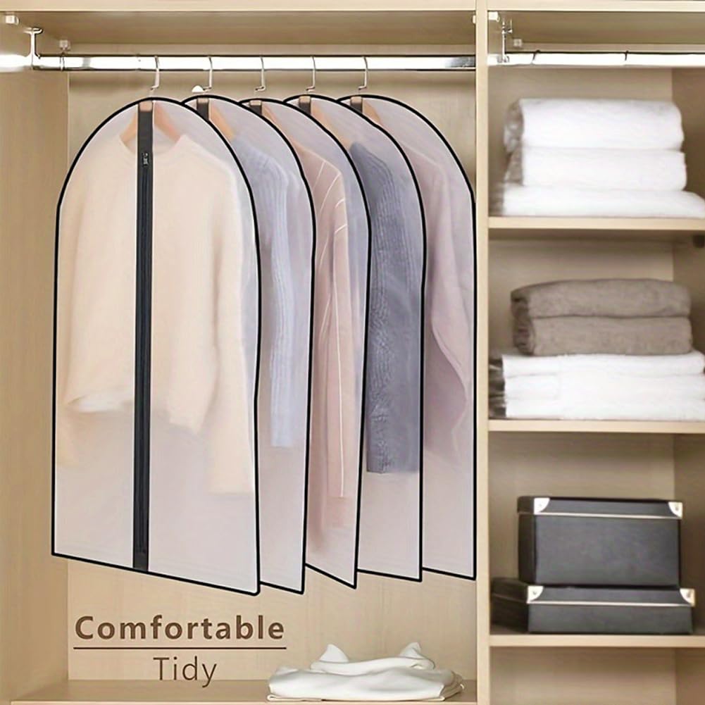 6pcs Garment Bags 60x100cm,Dustproof Garment Covers PEVA Translucent Clothes Covers with Zip,40inch Suit Storage Bags Dress Cover for Shirts Coats