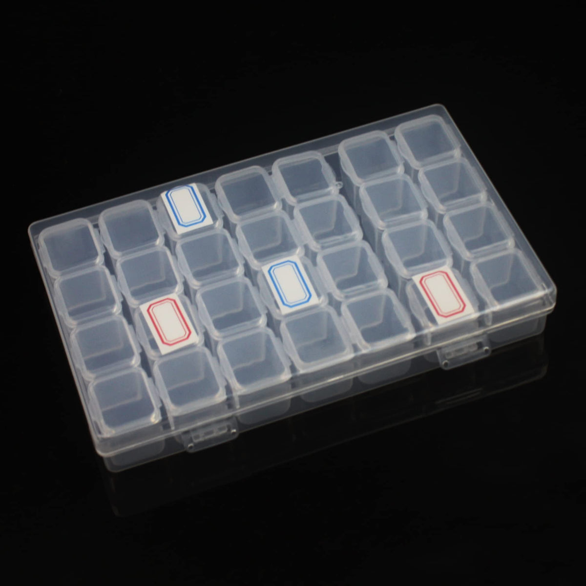 Pangmao 2 Pack 56 Grids Jewelry Storage Box Diamond Painting Box Clear Bead Plastic Storage Organizer Container Boxes with Stickers