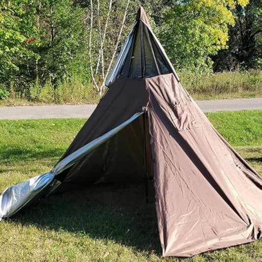 Outdoor Portable Waterproof Camping Pyramid Teepee Tent Pentagonal Adult Tipi Tent with Stove Hole
