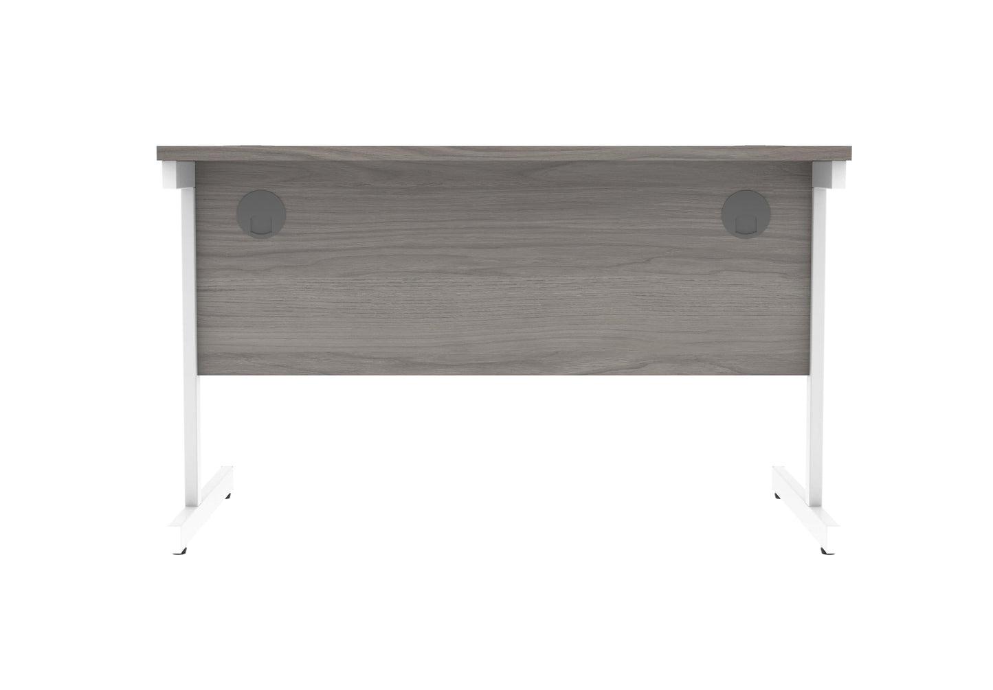 Office Hippo Essentials Rectangular Writing Computer Work Place, Home Office Desk with Cable Port Management, MFC, Alaskan Grey Oak, 120x80cm