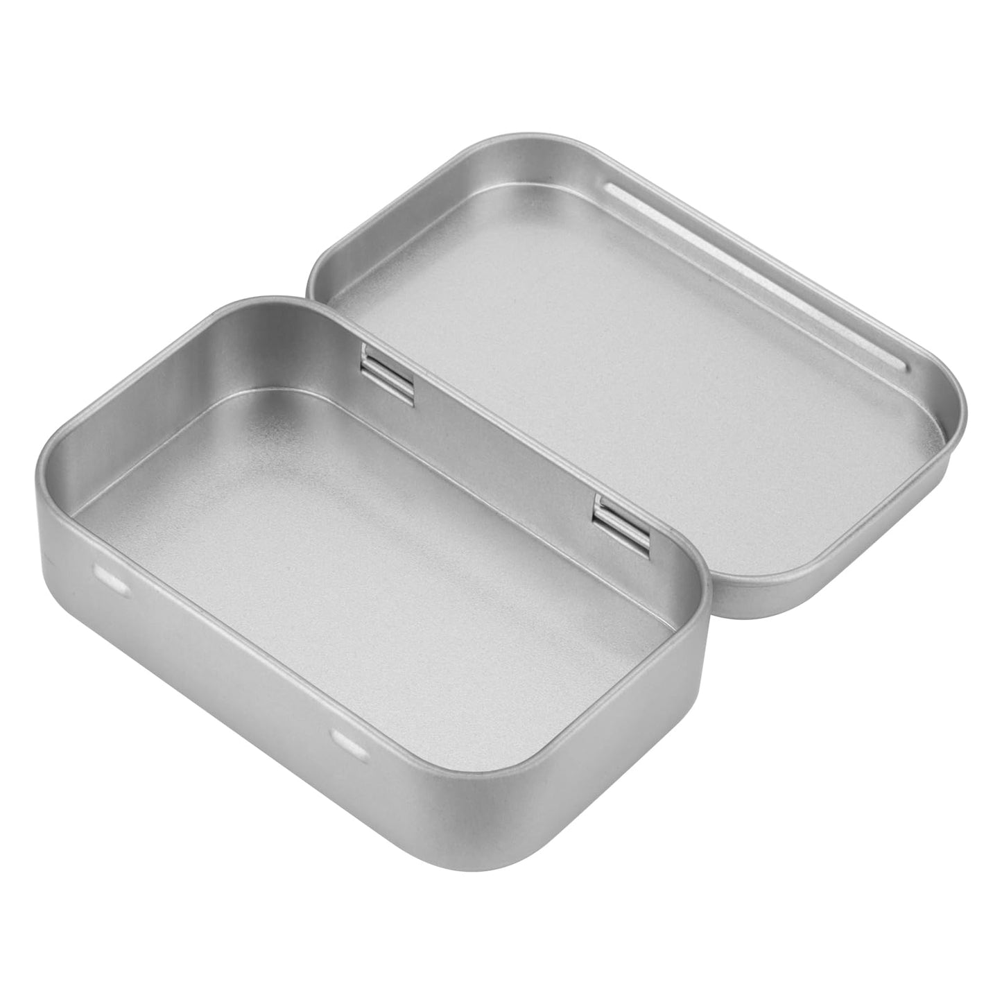 JOIKIT 20Pcs Rectangular Metal Empty Hinged Tins, 9.5 x 6 x 2cm Silver Mini Tin Box, Metal Storage Tin