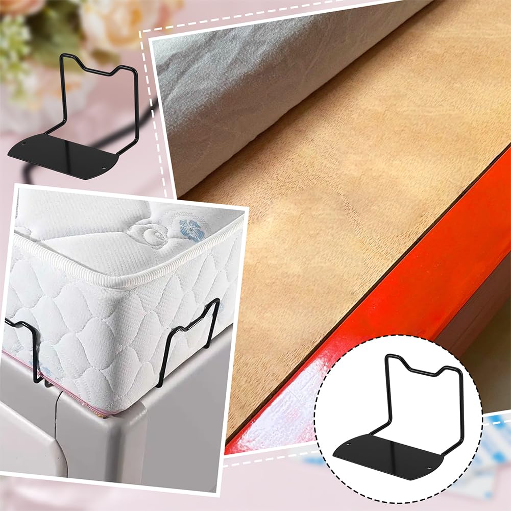 GOMAKERER 8 Sets Mattress Slide Stopper, 6.7 x 4.3 x 2 Inch Heavy-Duty Non-Slip Mattress Retainer Bars Gripper with Screws and Adhesive Sticker for