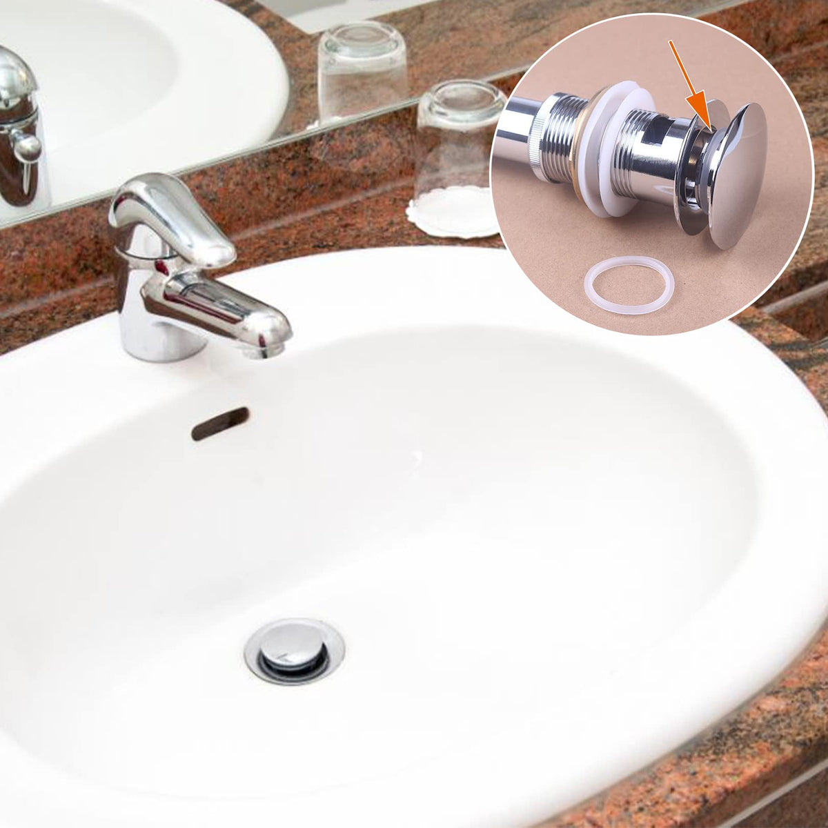 2PCS Clear Sink Plug Seal Rings for 31mm and 39mm Drains, Rubber O-ring
