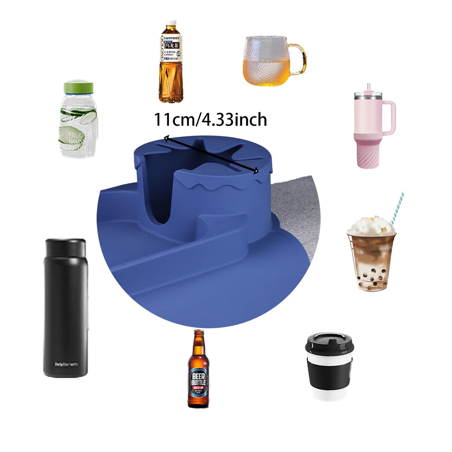DLBTWDOYLS Silicone Sofa Cup Holder Tray, Non-slip Sofa Armrest Cup Holder with Side Pockets, Multi-functional Sofa Armrest Organiser