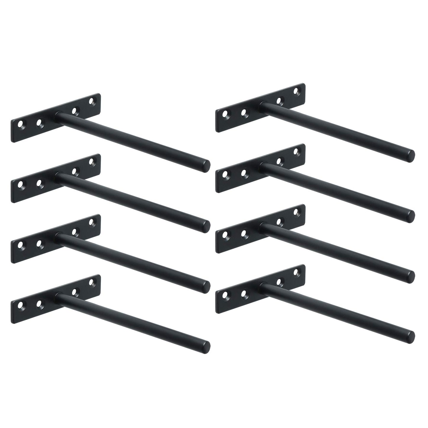 Sayayo Floating Shelf Bracket, Invisible Hidden Heavy Duty Shelf Support for Concealed Wood Shelves Wall Mounted, Metal Matte Black Finish, 8 pcs,