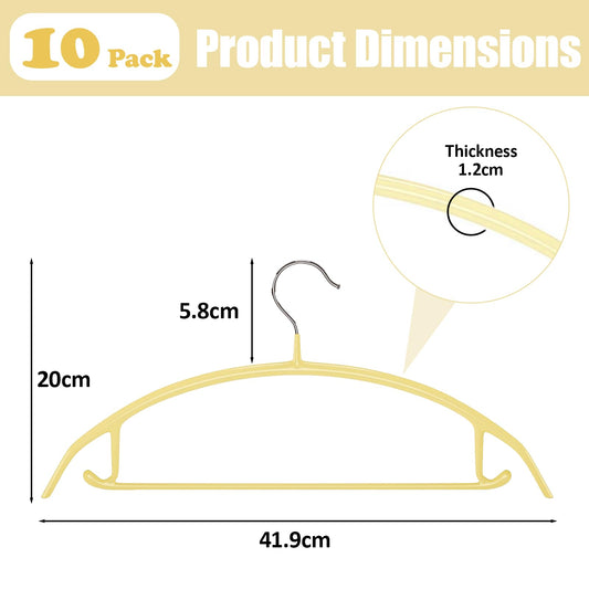 10 Pack Sweater Clothes Hanger No Shoulder Bump 42CM Wide Heavy Duty Coat Metal Hangers for Closet Non Slip PVC-Coating for