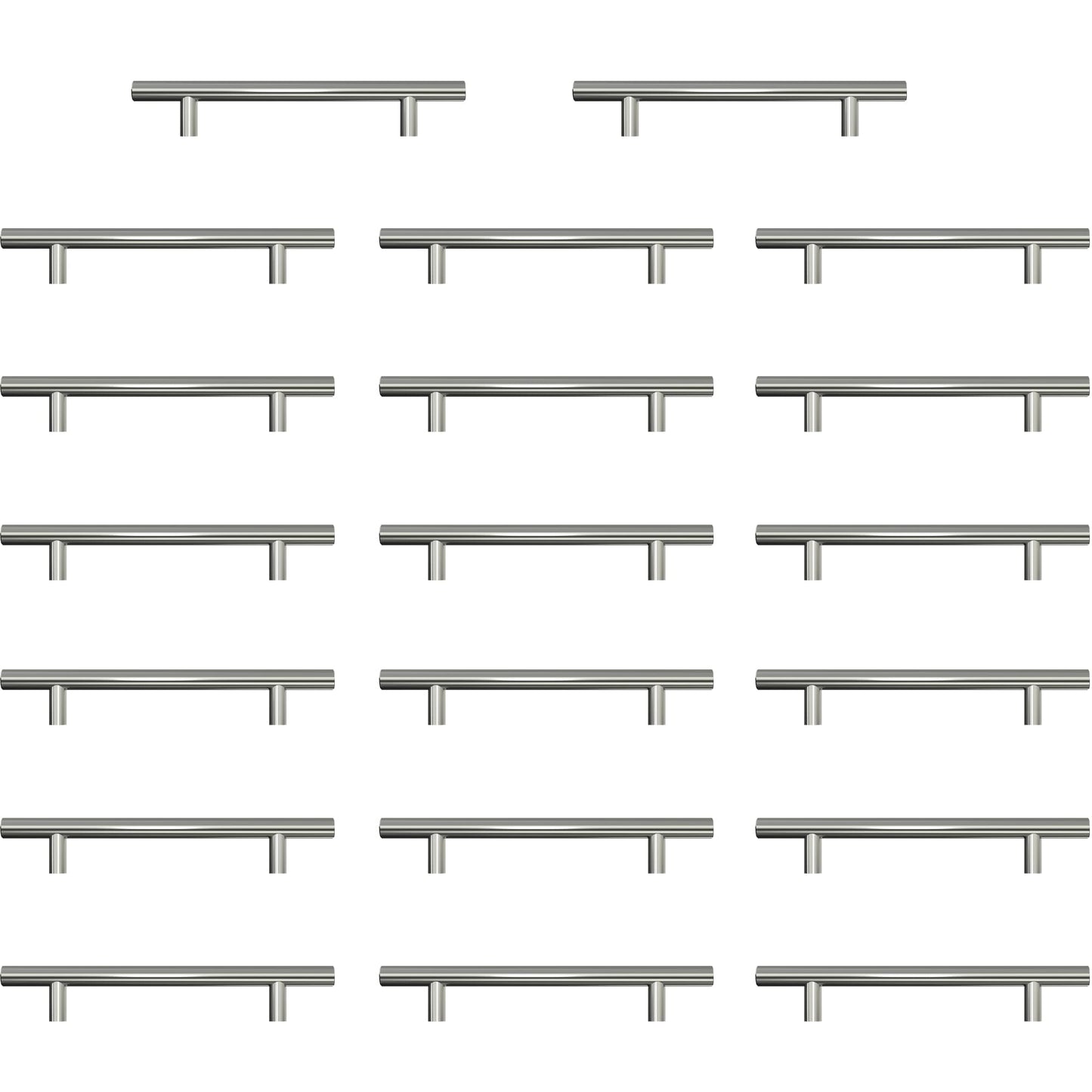 AwmnSrman Kitchen Cupboard Handles Silver 20 Pack 128 mm(5 inch) Hole Center, Brushed Finish Stainless Steel Installation of Holes