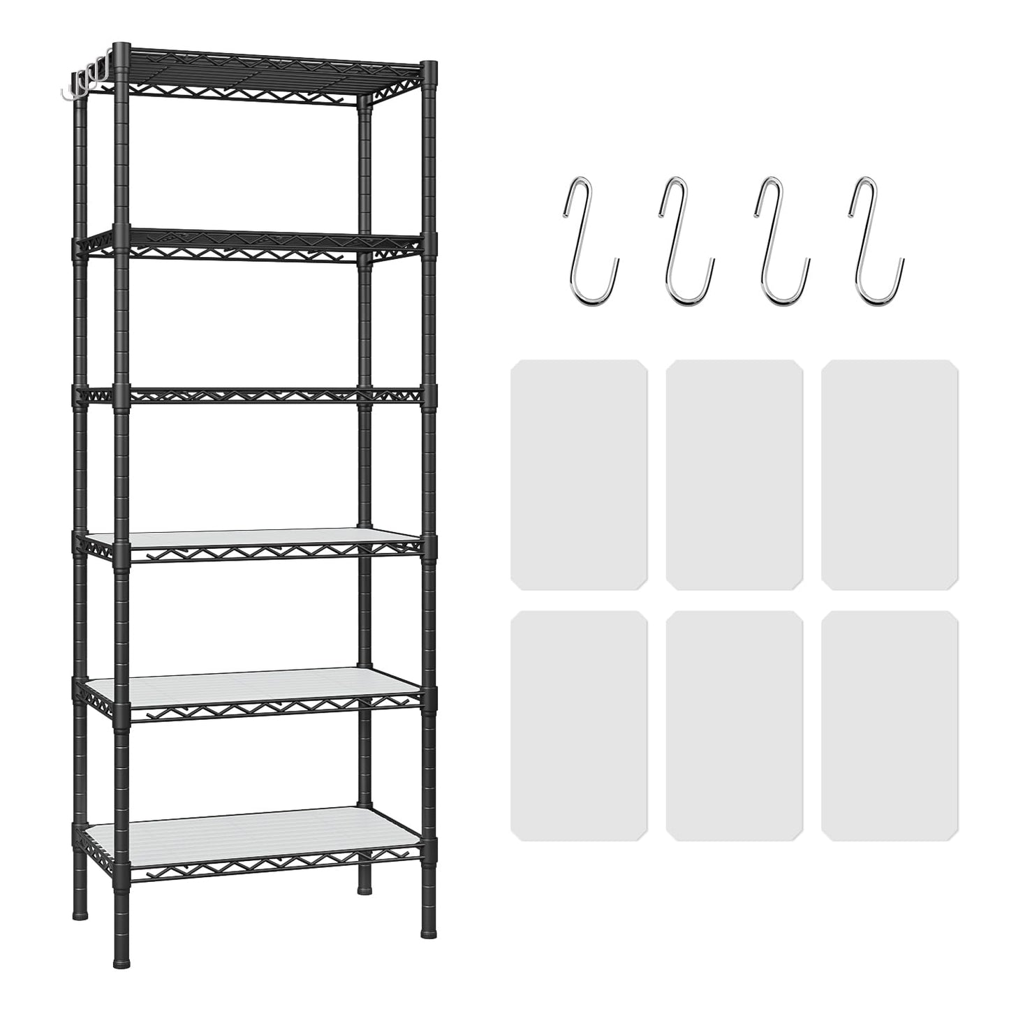 6-Shelf Storage Rack Unit With Height Adjustable Shelves & Levelling Feet