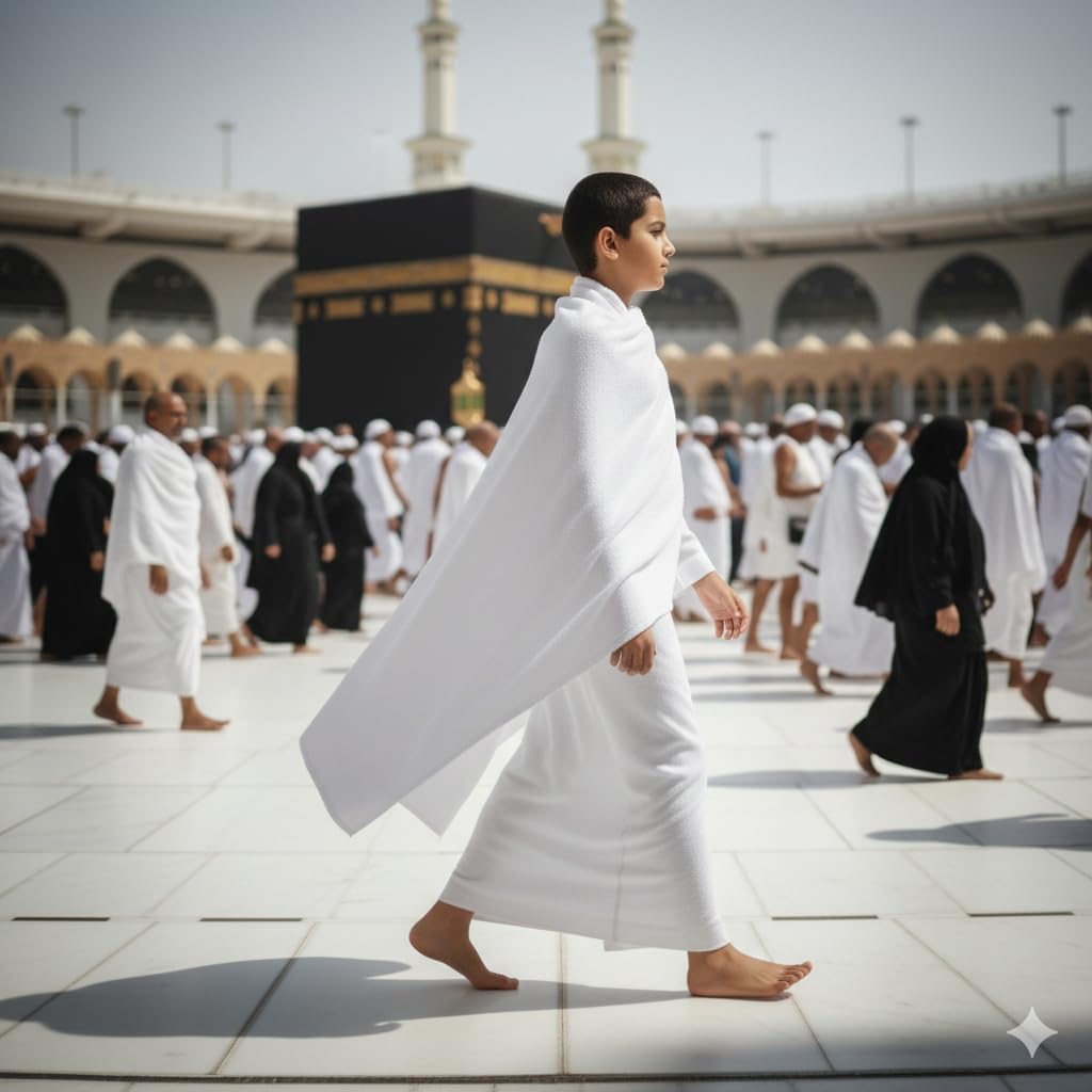 taj Kids Ehram for 10-13 Years - Hajj and Umrah Essentials - Ihram for Umrah Men - 2 Towels White - Hygienic Natural 100% Pure Combed Cotton Towels