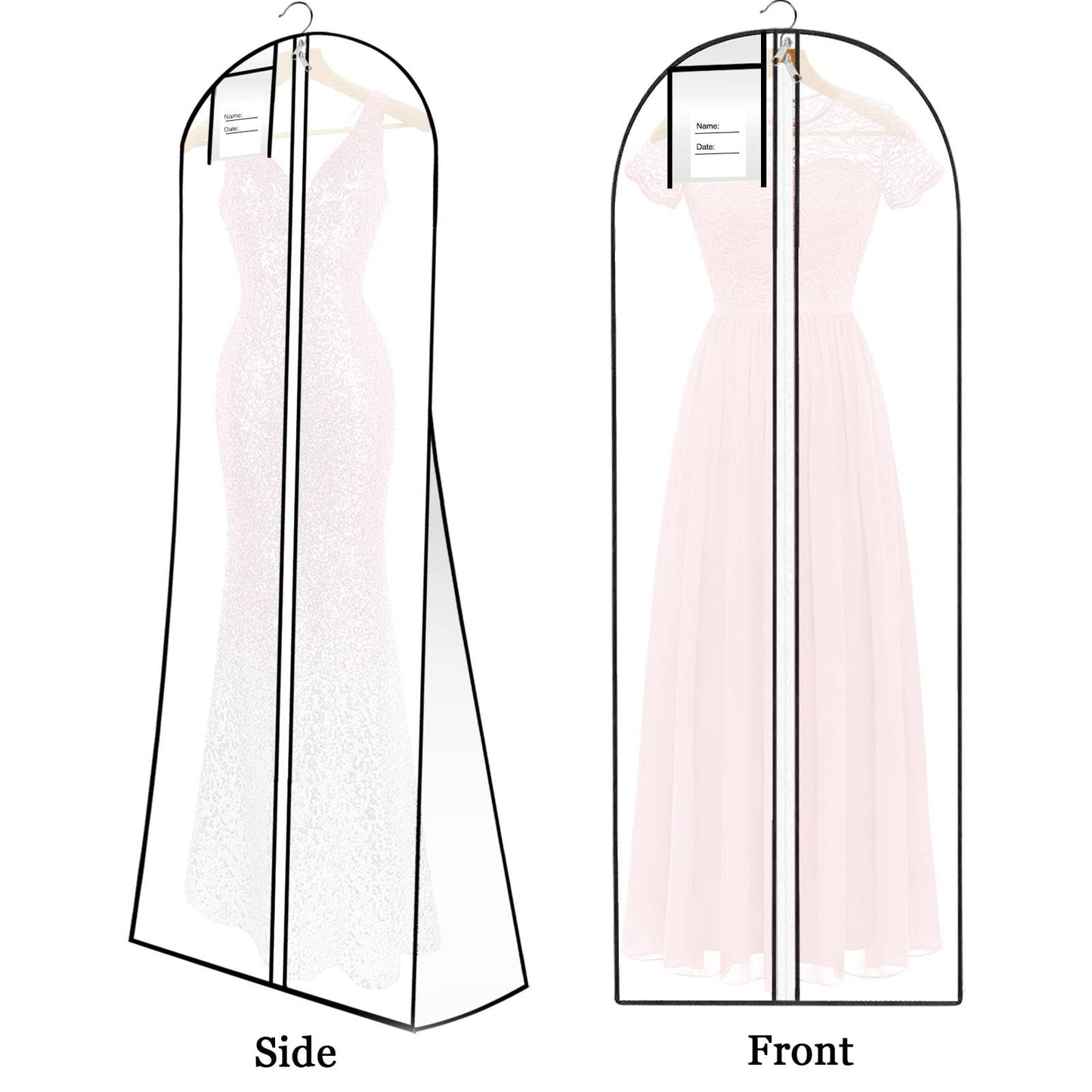Wedding Evening Dress Garment Storage,180cm Anti-Moth Protector Non-woven Clothes Cover Bag with Pocket,Bridal Dress Cover Breathable Washable Dress