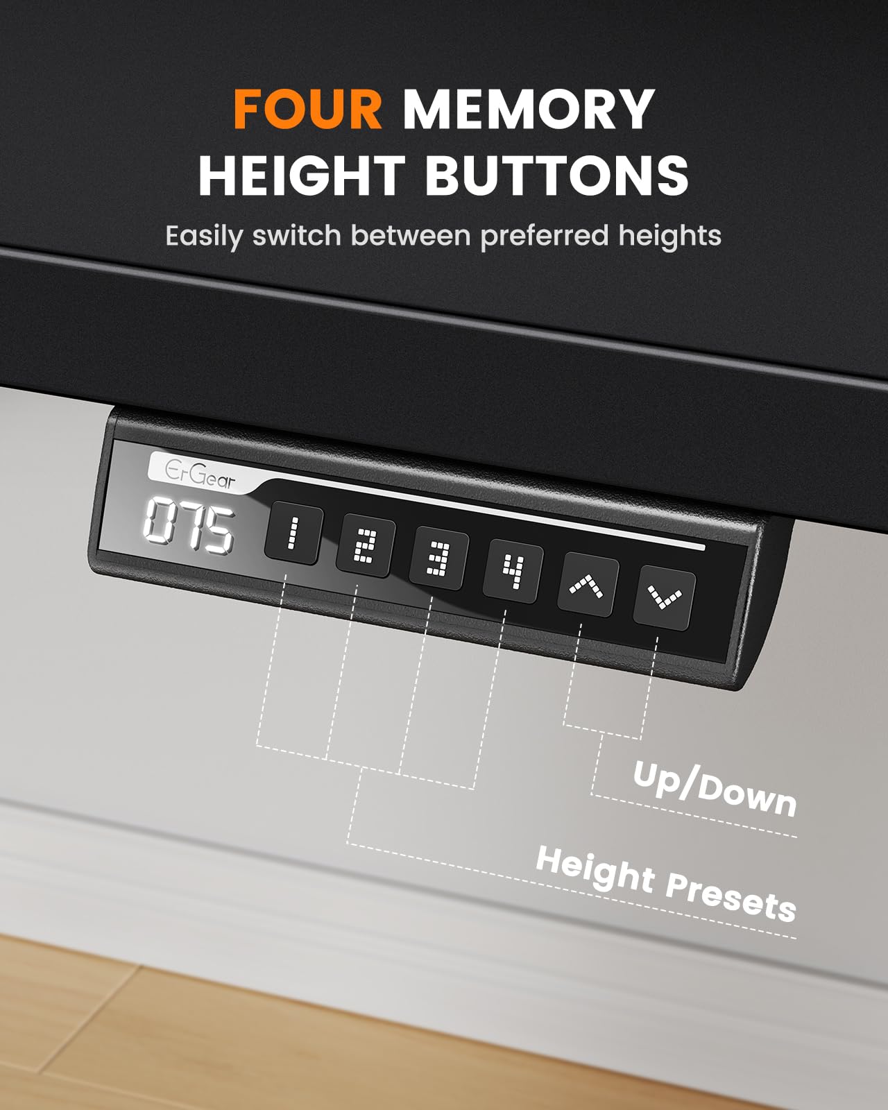 ErGear Electric Standing Desk 140x80cm, 100kg Load Capacity