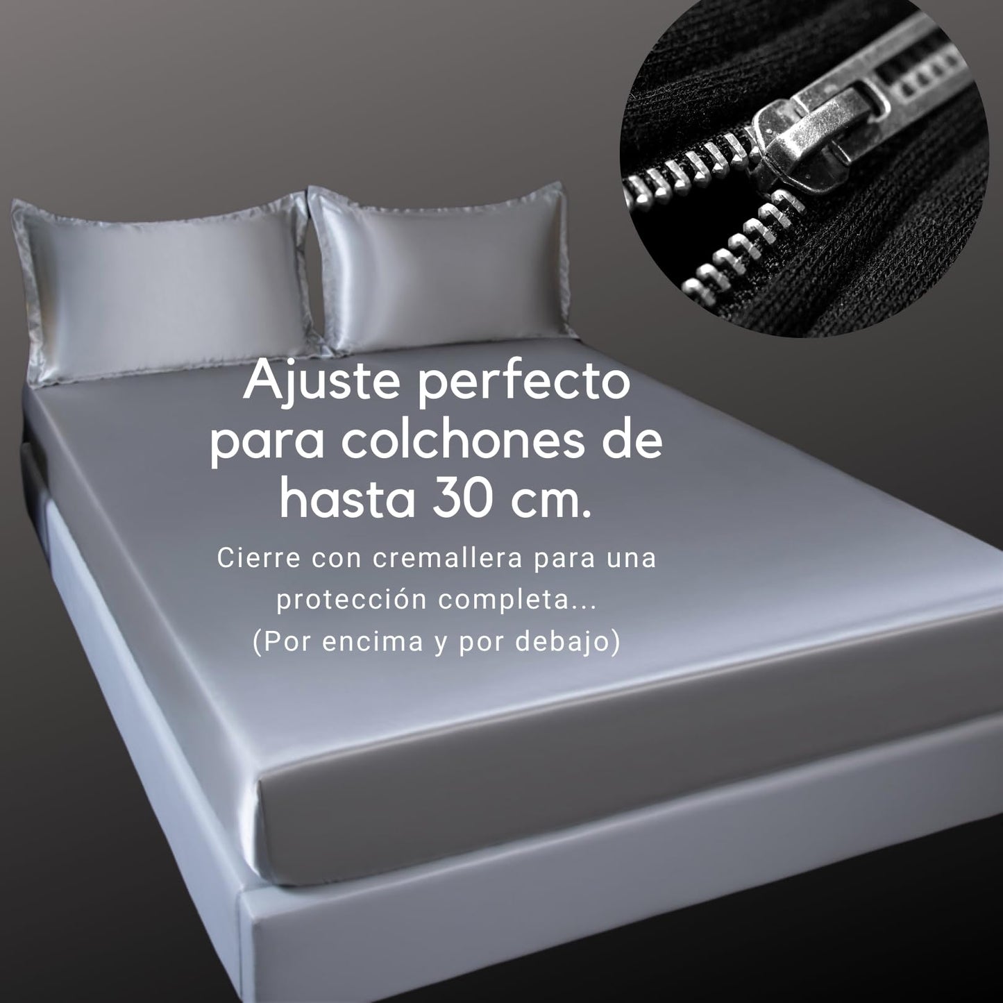 QWell® Mattress Protector | Breathable Cover with Zip | Up to 30 cm Height | Protects Against Mites, Dust, Sweat | Anti-Allergic | Not Waterproof