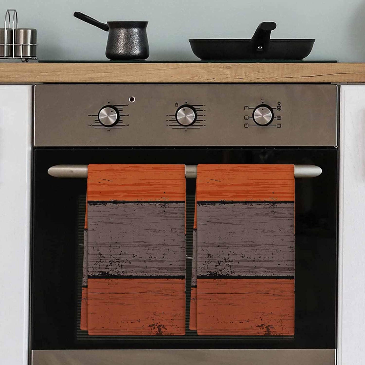 Cotton Kitchen Towels 3 Pack 18 X 28 Inch Farmhouse Rustic Barn Door Burnt Orange Grey Super Soft Tea Towels/Bar Towels/Hand Towels Absorbent