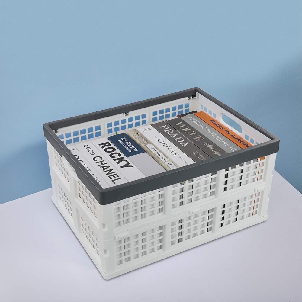Teyyvn 3-Pack 30 L Plastic Stackable Collapsible Storage Crates
