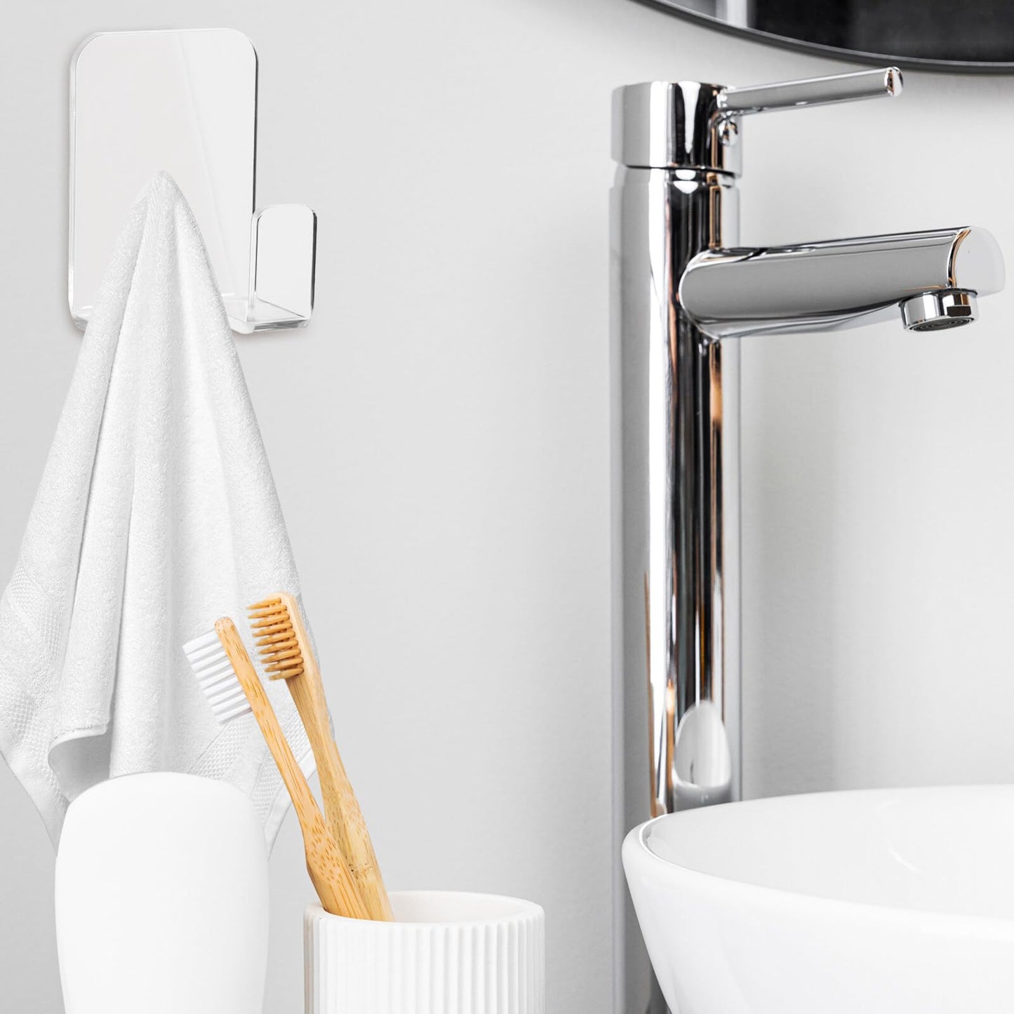UKCOCO Transparent Storage Rack Self Adhesive Shower Wall Hooks Holder for Plug Organiser Bathroom Shower Storage Towel Holder for Smooth Surfaces 3