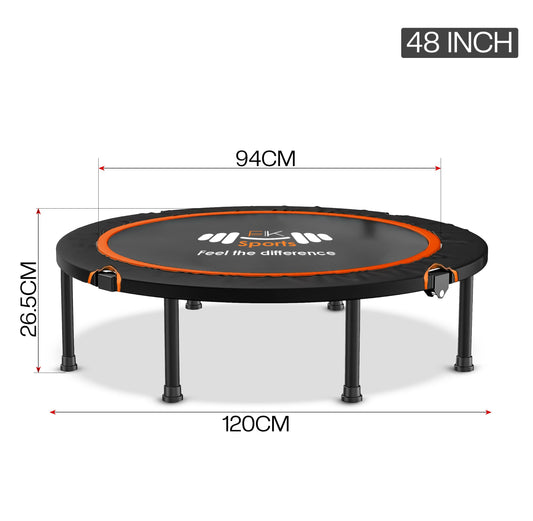 FK Sports Foldable Fitness Rebounder Trampolines, 48" Foldable Mini Trampoline, Round Mini Fitness Trampoline a indoor trampoline (48" without T bar