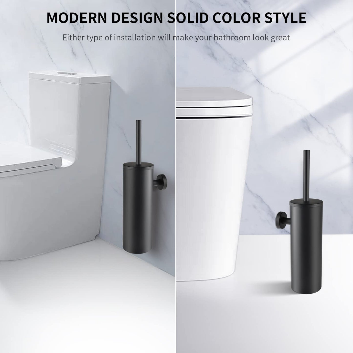 WAVEWO Toilet Brush Stainless Steel Wall Mounting, Toilet Brush with Closed Splash-proof Cover