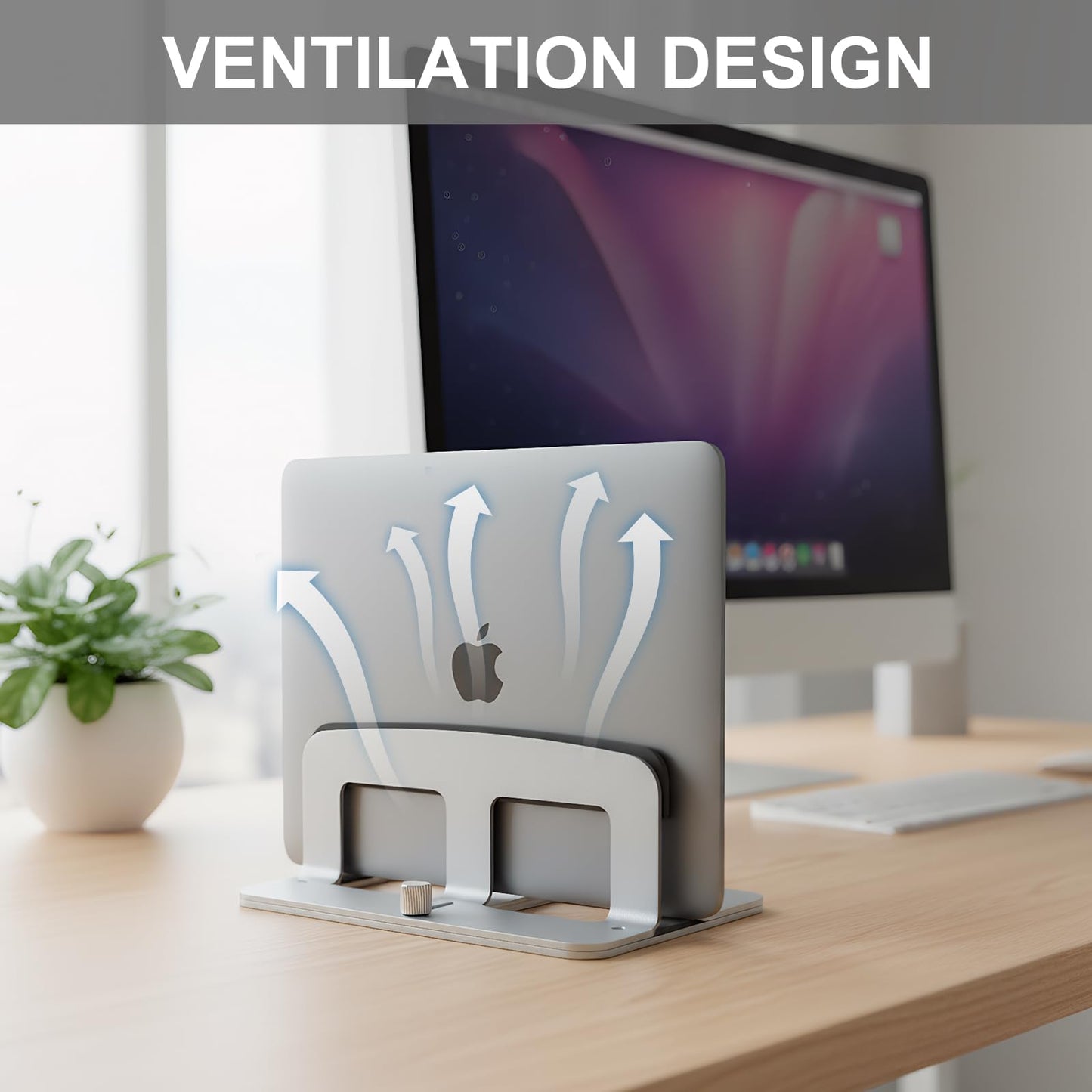 Vertical Laptop Stand, Adjustable Laptop Holder Dock, Notebook Desktop Stand, Space Saving Upright Laptop Holder with Thermal Base