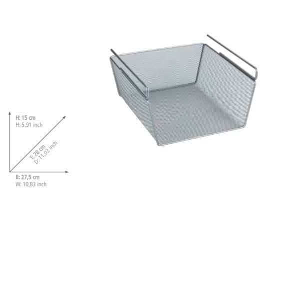 Wenko 53142100 Basket, Matt Silver, 28 x 14 x 23 cm