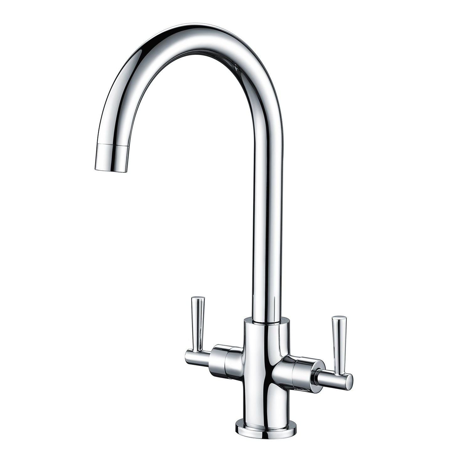 Hapilife Kitchen Sink Mixer Tap Monobloc Dual Lever Chrome 360? Swivel Spout Mono Kitchen Mixer Taps 1 Hole Twin Lever Sink Tap Stainless Steel
