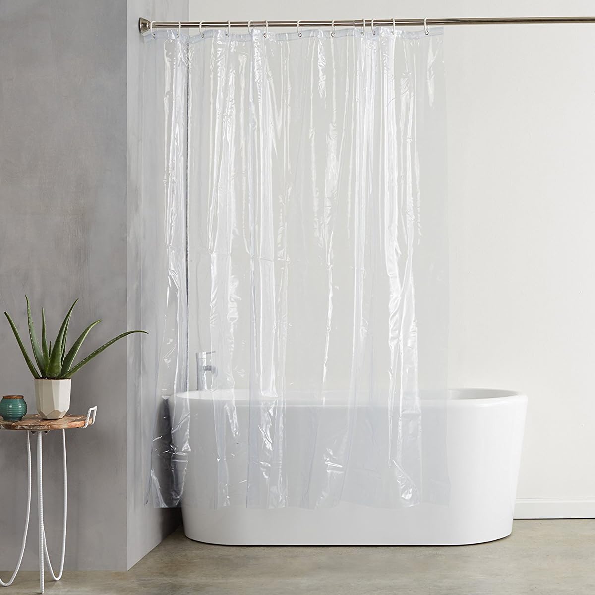 ZONADAH 180 x 180cm Clear Shower Curtain Liner PEVA Heavy Duty Waterproof Shower Curtain Showroom Curtain Liner with Metal Grommets Holes and