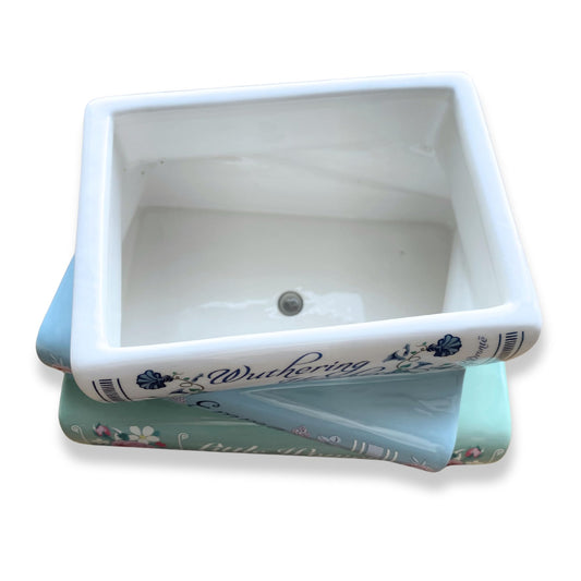 Steel Mill & Co Small Book-Shaped Decorative Planter, Ceramic Planter for Home Decor, Cute Bookshelf Decor, Unique Planter for Book Lovers, Classic