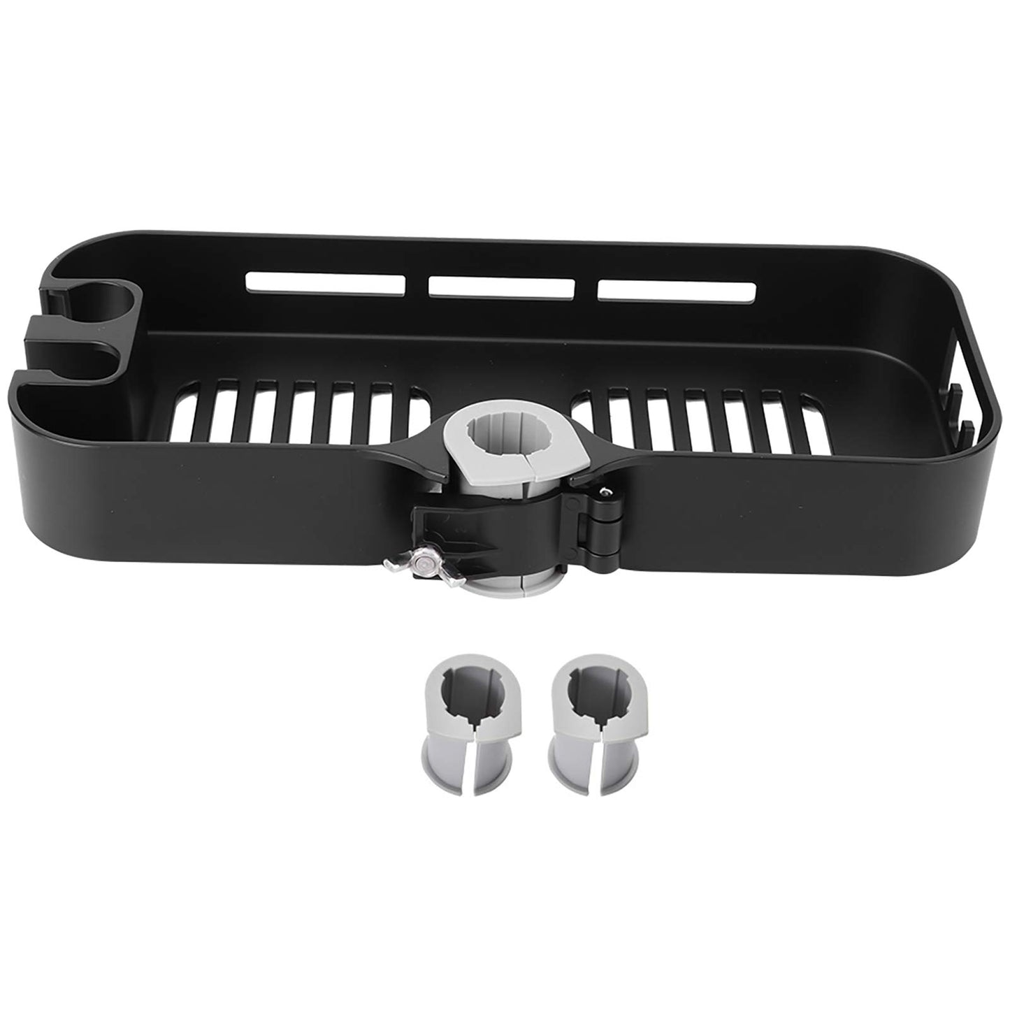 Fdit Shower Pole Storage Rack With Shower Head Holder Clip-on Storage tray for Bathroom Accessory (Matte Black)