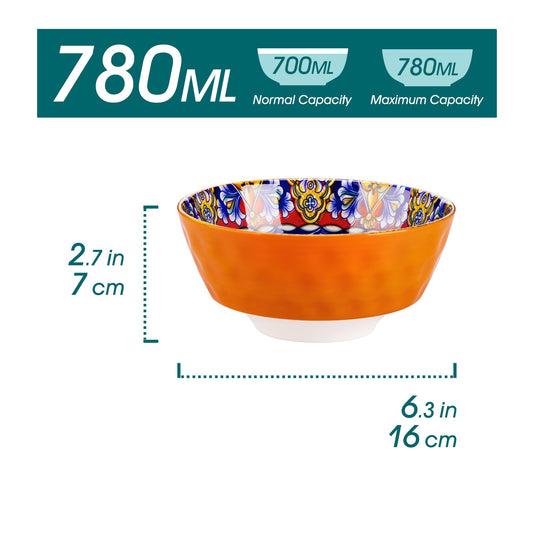 vancasso SIMI Cereal Bowls Set of 6, 26 oz Ceramic Soup Bowls, Dishwasher & Microwave Safe, Serving Bowls for Cereal, Soup, Oatmeal, Ice Cream, Salad,