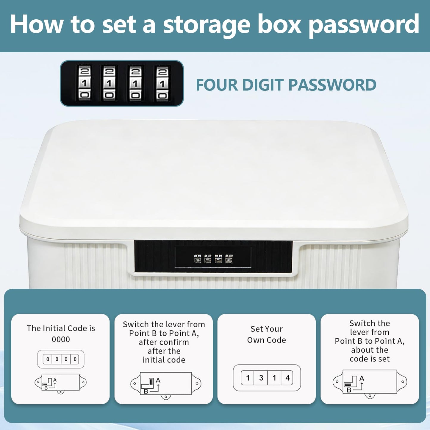 2 Layer Lockable Medicine Storage Box, 9LMedicine Box with Combination Lock