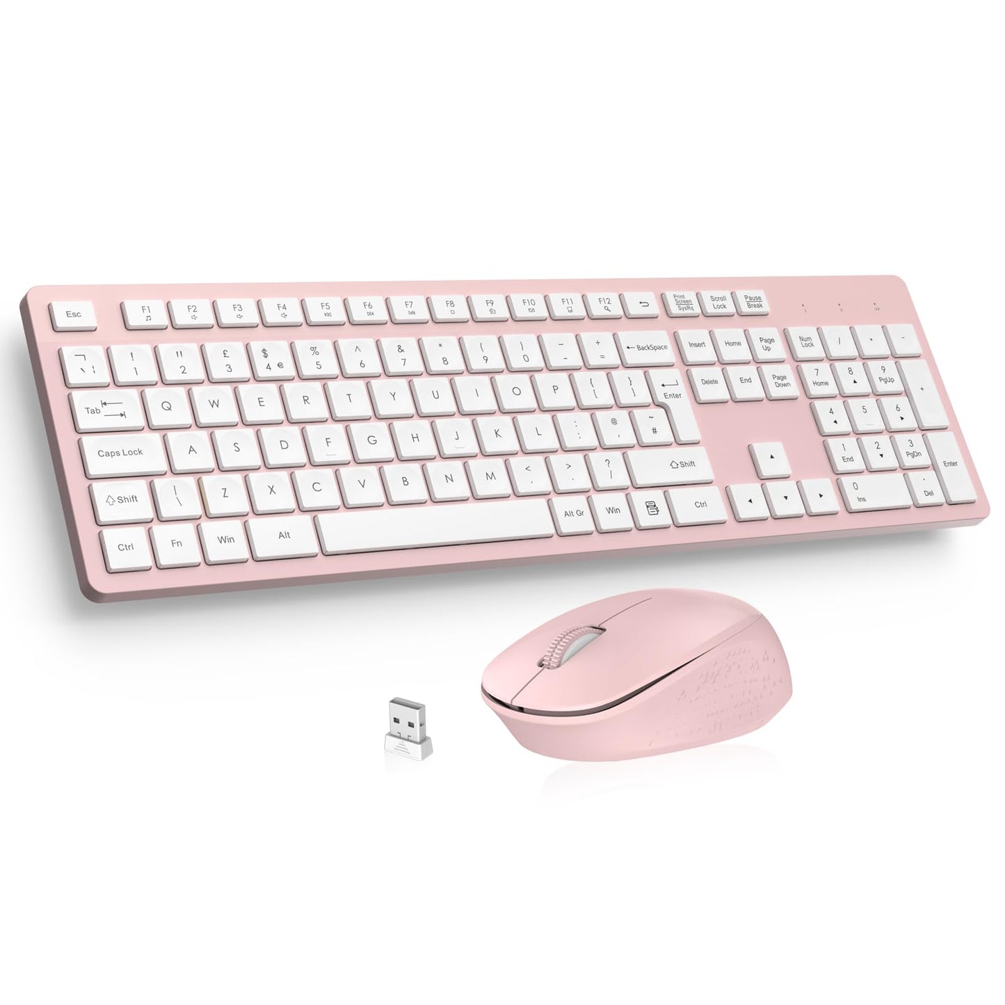 LeadsaiL Wireless Keyboard and Mouse Set, 2.4GHz USB Computer Keyboards and Mouse Combo, Ergonomic Design with 12 Multimedia Shortcuts for HP/Lenovo