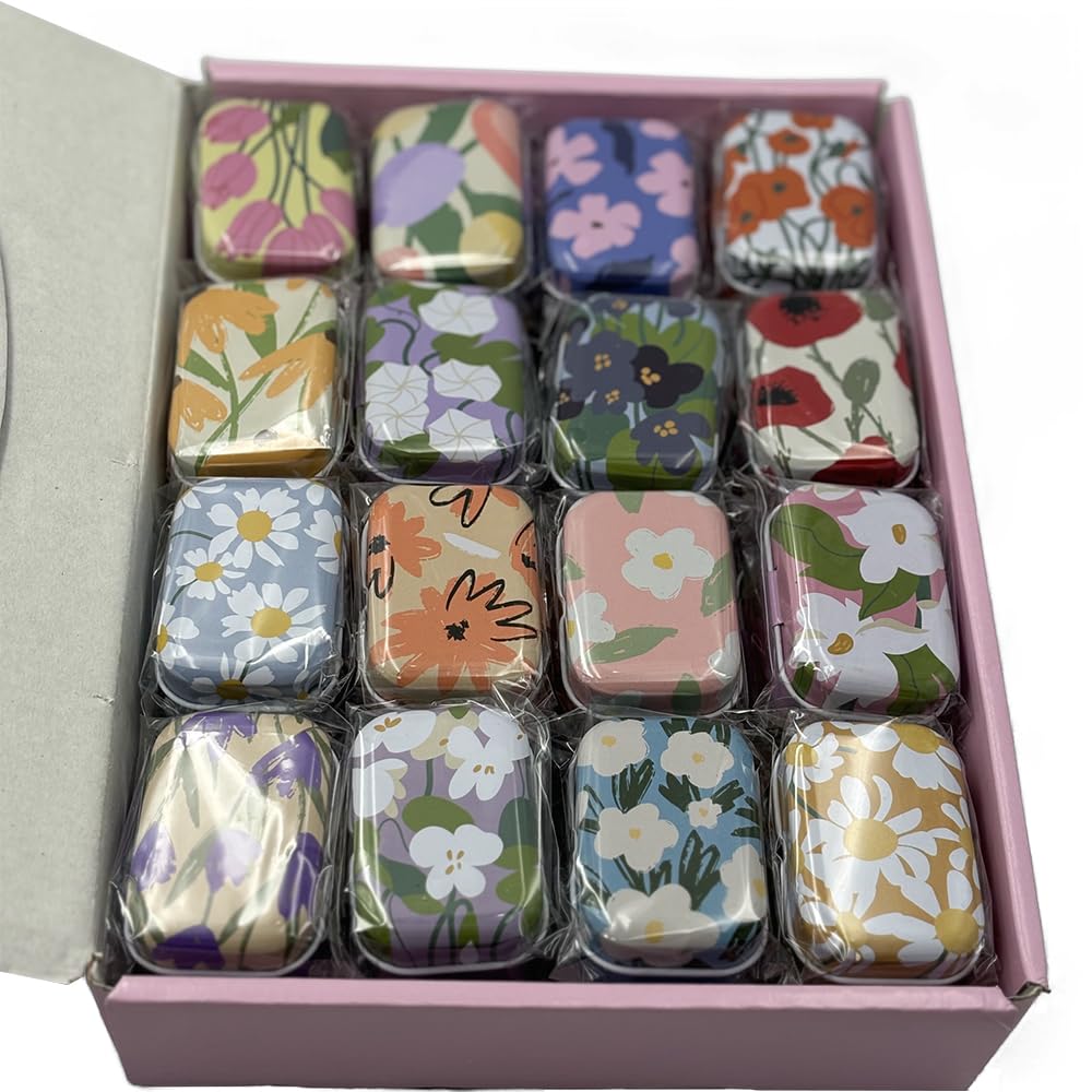 CCUUHJ 8 Pack Tins Container Rectangular Small Tin Box Metal Empty Hinged Tins Empty Tins Basic Necessities Tins for Candies Jewelry,6X4X2.5 CM