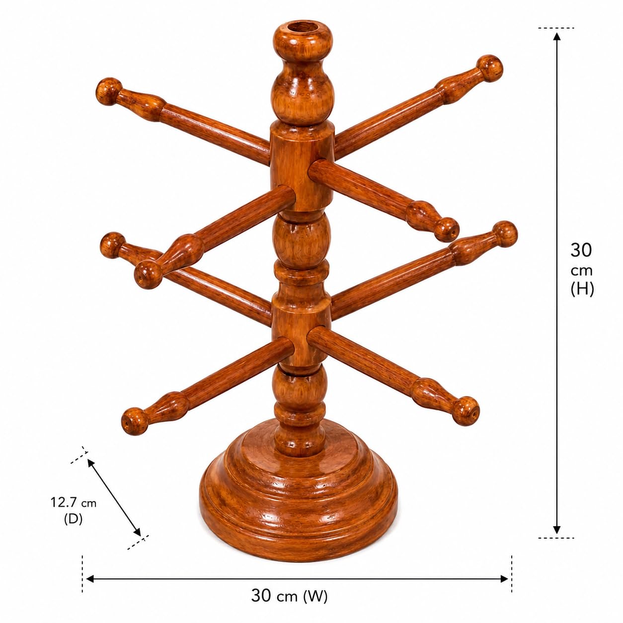 BIGNAY Wooden Bangle Stand Organizer | Bracelet & Watch Display Holder | Jewelry Storage Rack for Dressing Table, Home & Retail Display (9 Rod Stand)