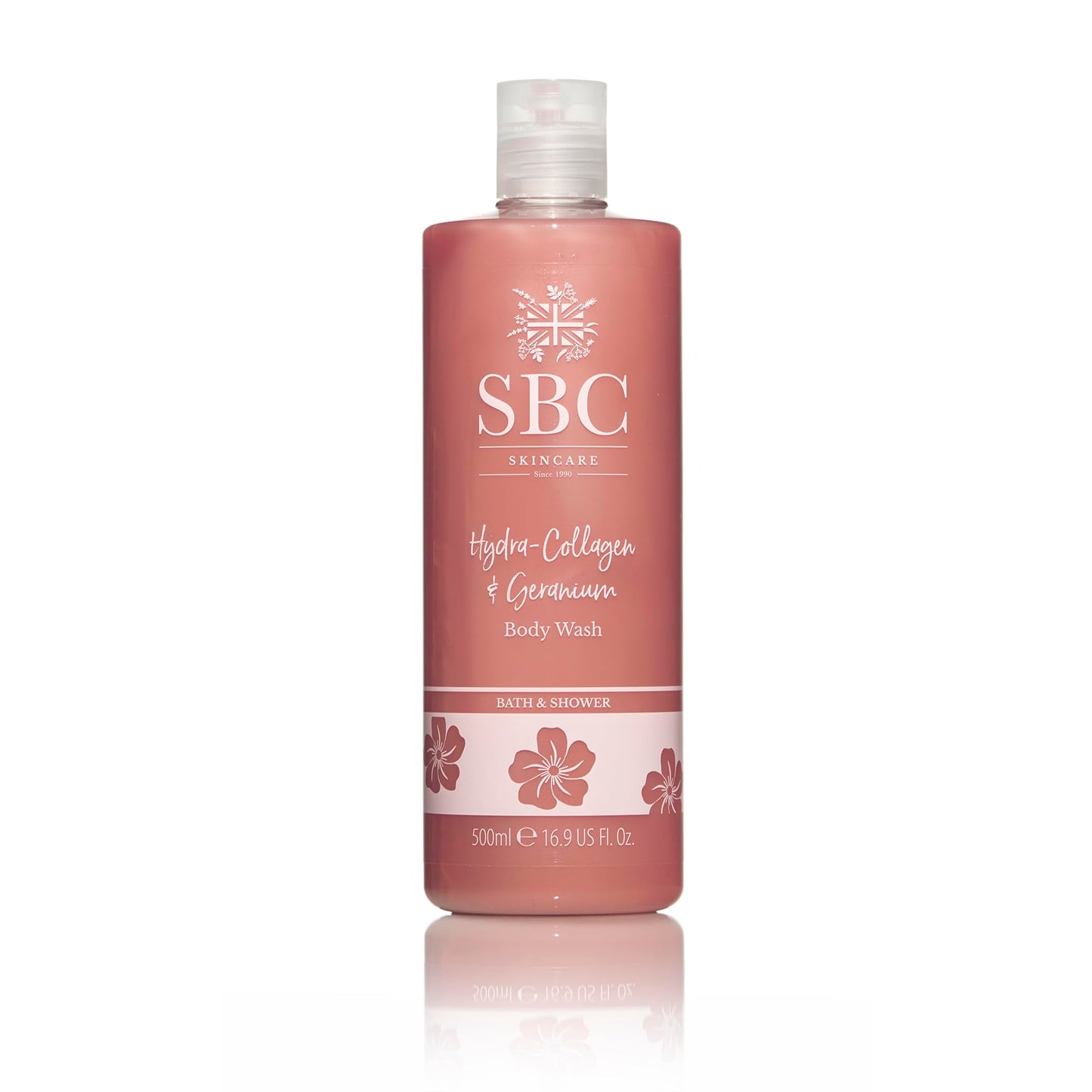 SBC Skincare Hydra-Collagen & Geranium Body Wash 500ml - Indulgent Collagen Bubble Bath or Shower Gel