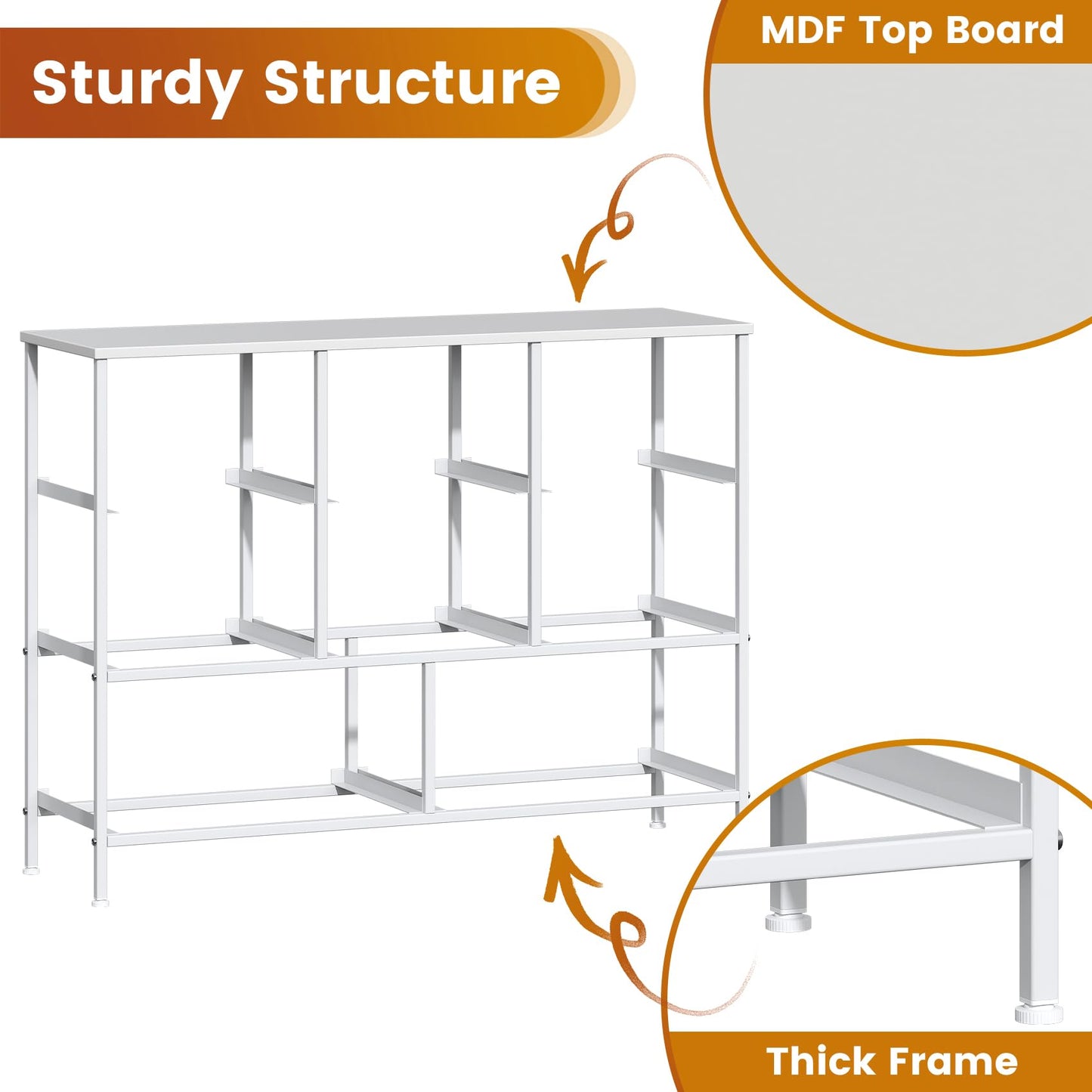 Feonase Chest of Drawers, Bedroom Dresser with 8 Fabric Drawers, Metal Frame & MDF Wood Top, Adjustable Feet, Storage Organizer Unit for Bedroom