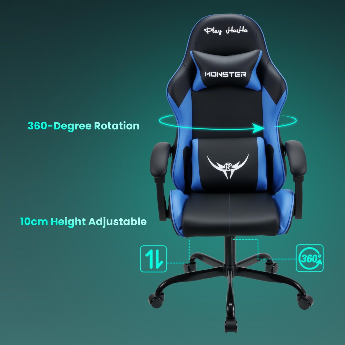 play haha Ergonomic Gaming Chair for Adults,High-Back Racing Style,150kg Capacity,High Density Foam,Faux leather,for gaming home or office use Desk