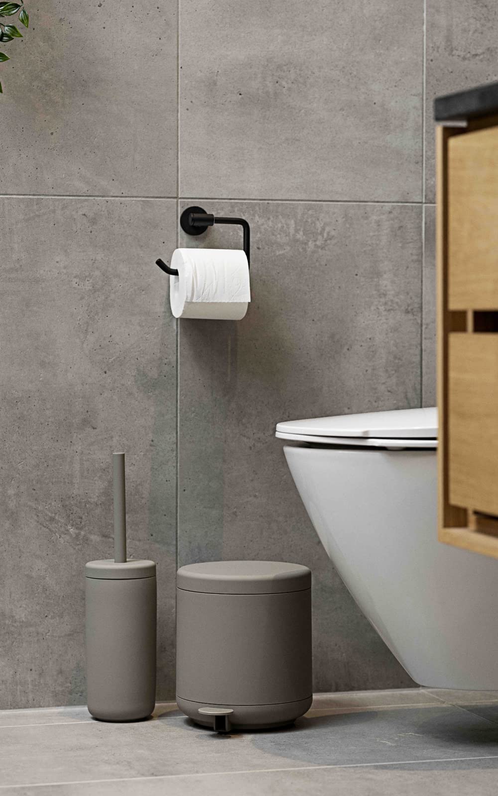 Zone Denmark Ume Bathroom Cosmetic Bin with Lid for Bathroom with Removable Inner Bucket and Soft-Close Diameter 19.5 cm Height 22 cm 4 Litres Grey