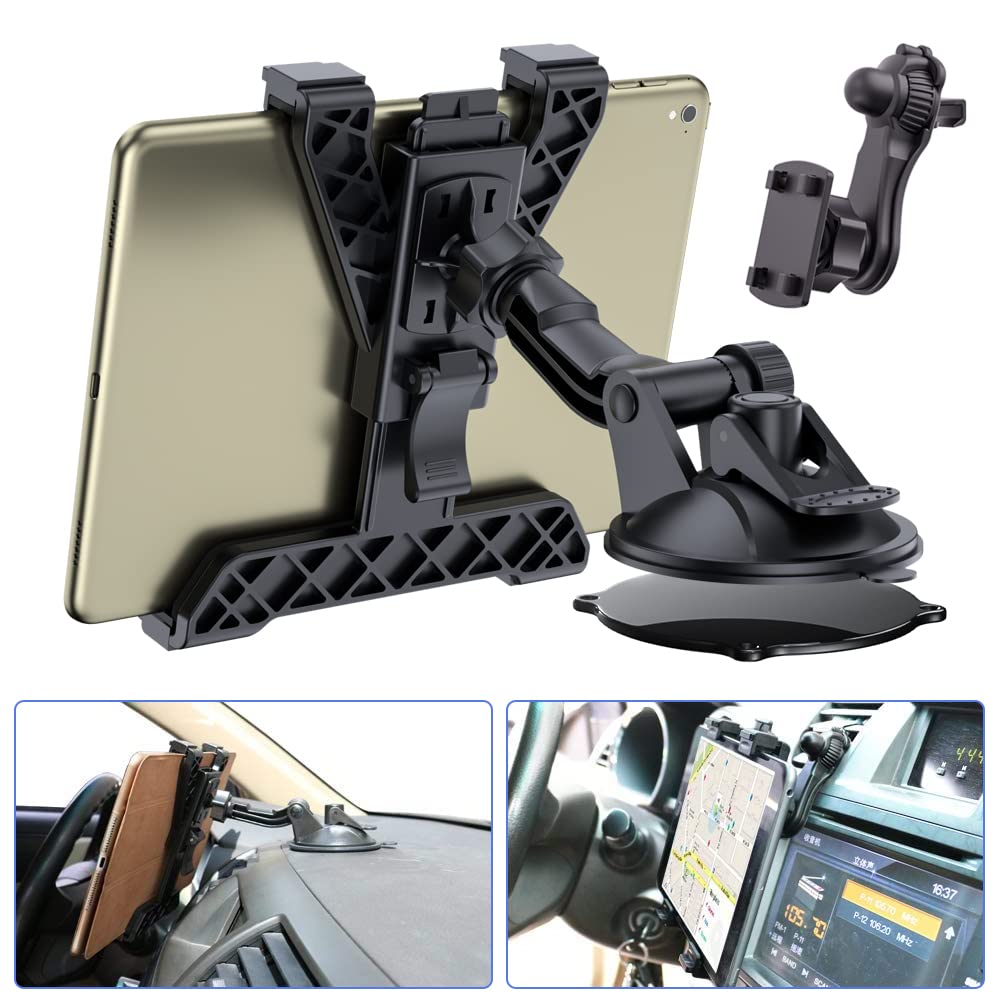 OHLPRO iPad Holder for Car, 360? Rotating Adjustable Car Tablet Holder, Dashboard Windshield Tablet Car Mount Suction Cup, Car Air Vent Mount for