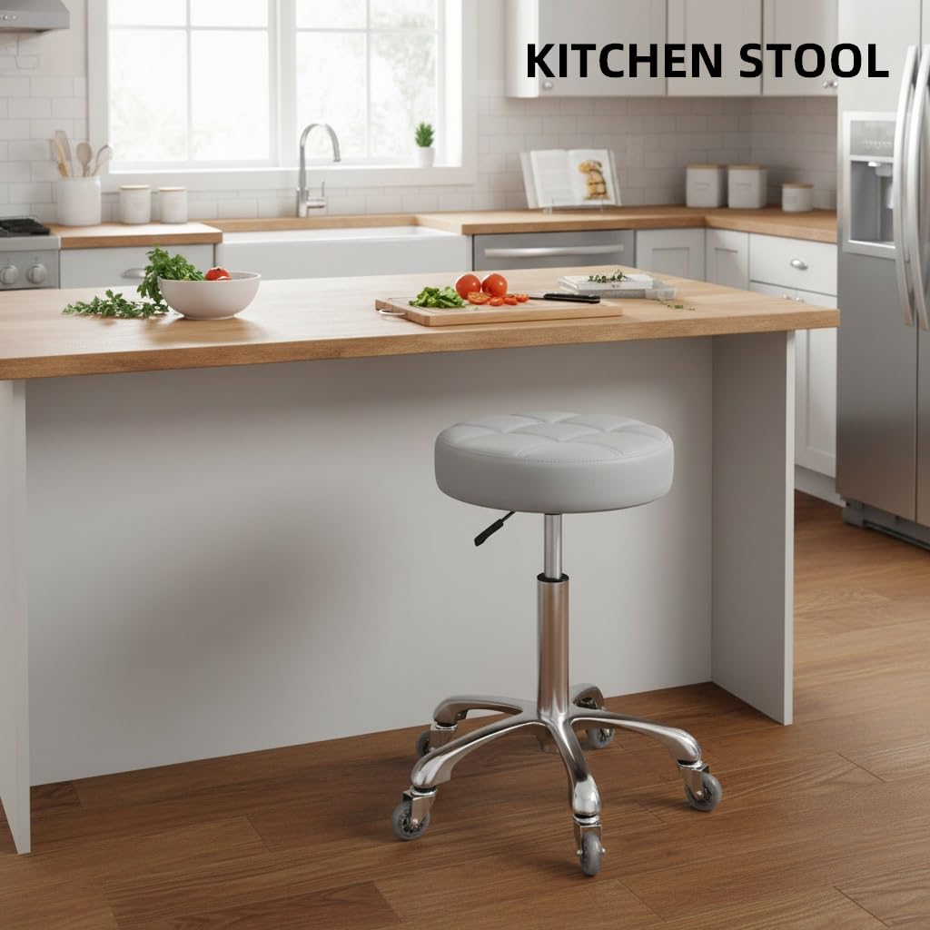 Kaleurrier Swivel Stool Chair,Height Adjustable,400 lbs Heavy Duty Hydraulic Rolling Metal High Stools for Home Kitchen Salon Bar Office Massage